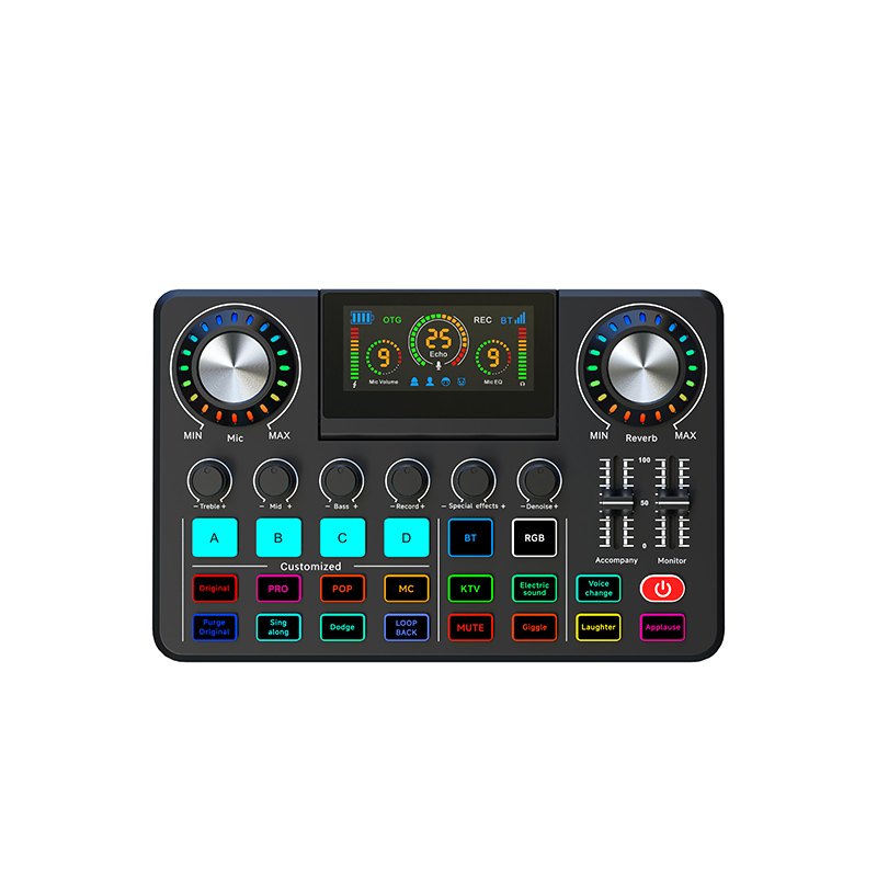 Audio Music Voice Changer - F668オーディオミキサー、DJミキサー効果とボイスチェンジャー搭載ライブサウンドカード、RGB付きサウンドボード、音楽録音機器