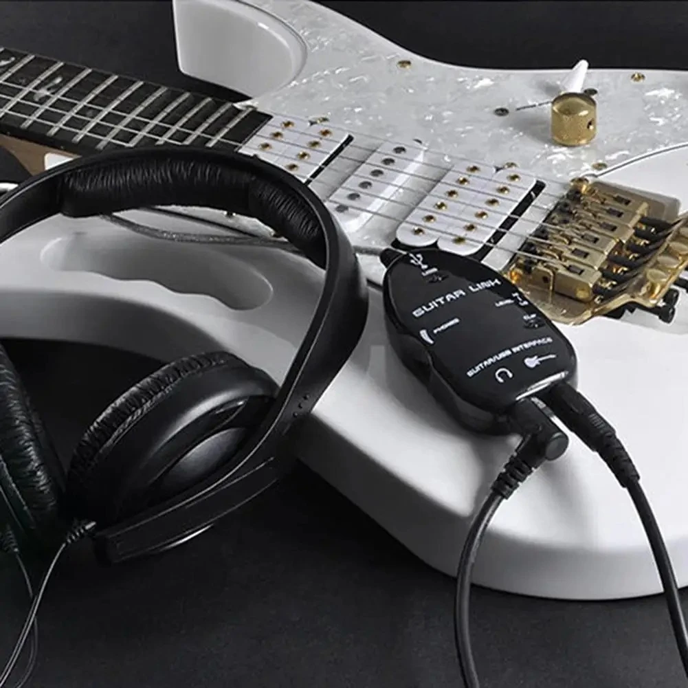 Audio Music Link - エレキギター用USBインターフェースリンクオーディオケーブル、PC用音楽録音アダプター、ギター用USBサウンドプレーヤー、サウンドカードエフェクター