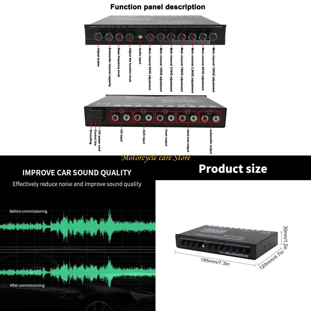 Audio Music Equalizer - 革新的な7バンドカーステレオイコライザー、簡単な取り付けとユーザーフレンドリーなコントロールで、音楽愛好家に最適です。
