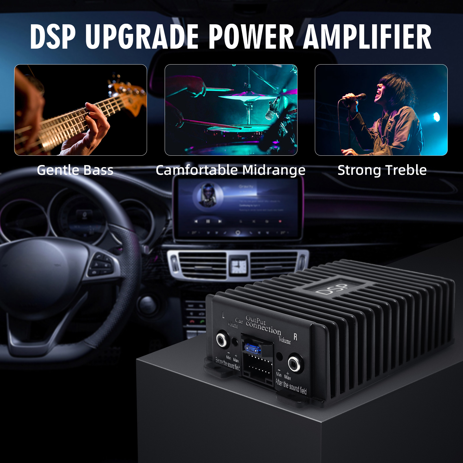 車 DSP 4 チャンネルラジオアンプイコライザー Andr - Audio Music Equalizer のレビューと価格