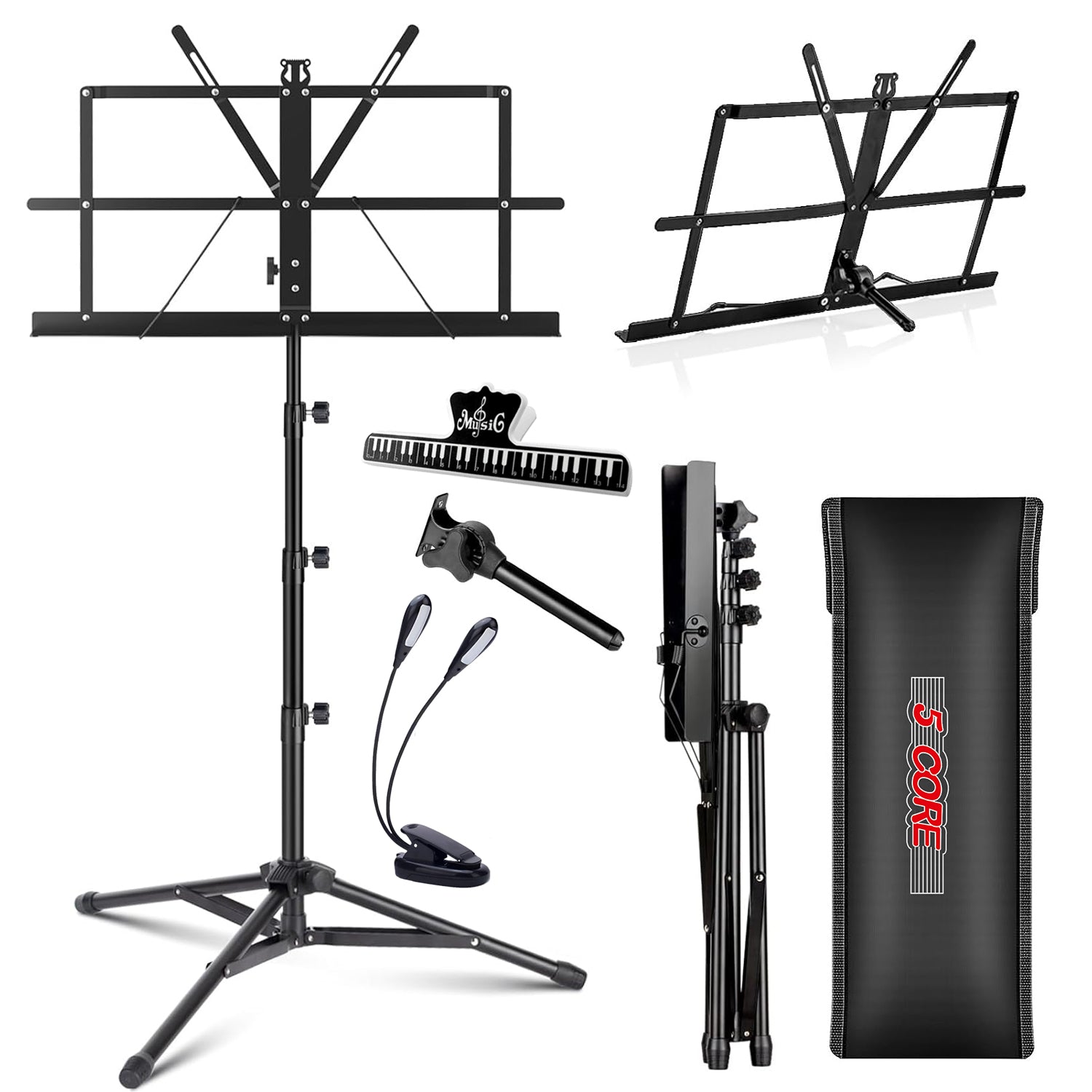 5 コア譜面台 楽譜用 ポータブル三脚 調節可能な折りたたみ - Music Stand Folding のレビューと価格