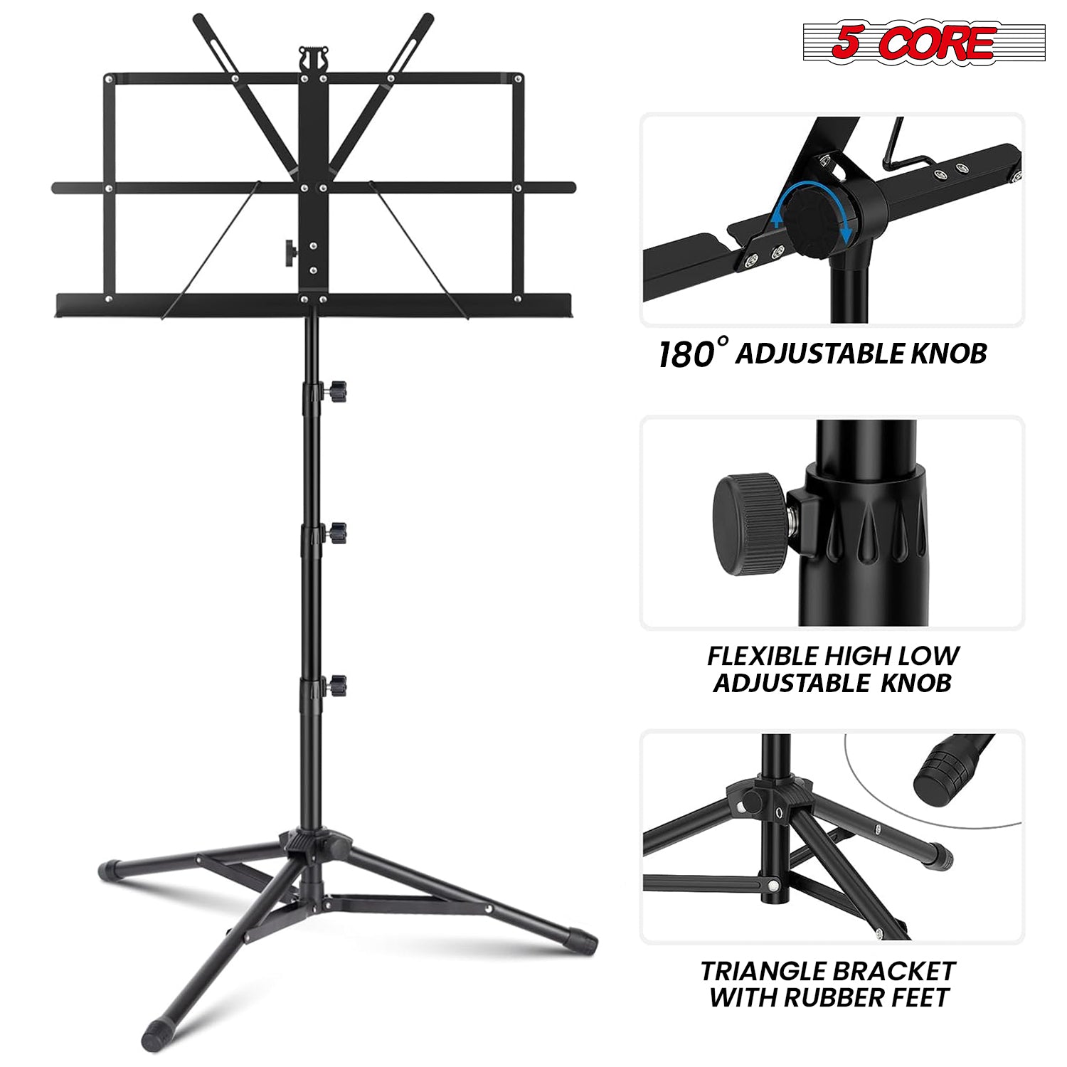 5 コア譜面台 楽譜用 ポータブル三脚 調節可能な折りたたみ - Music Stand Folding のレビューと価格
