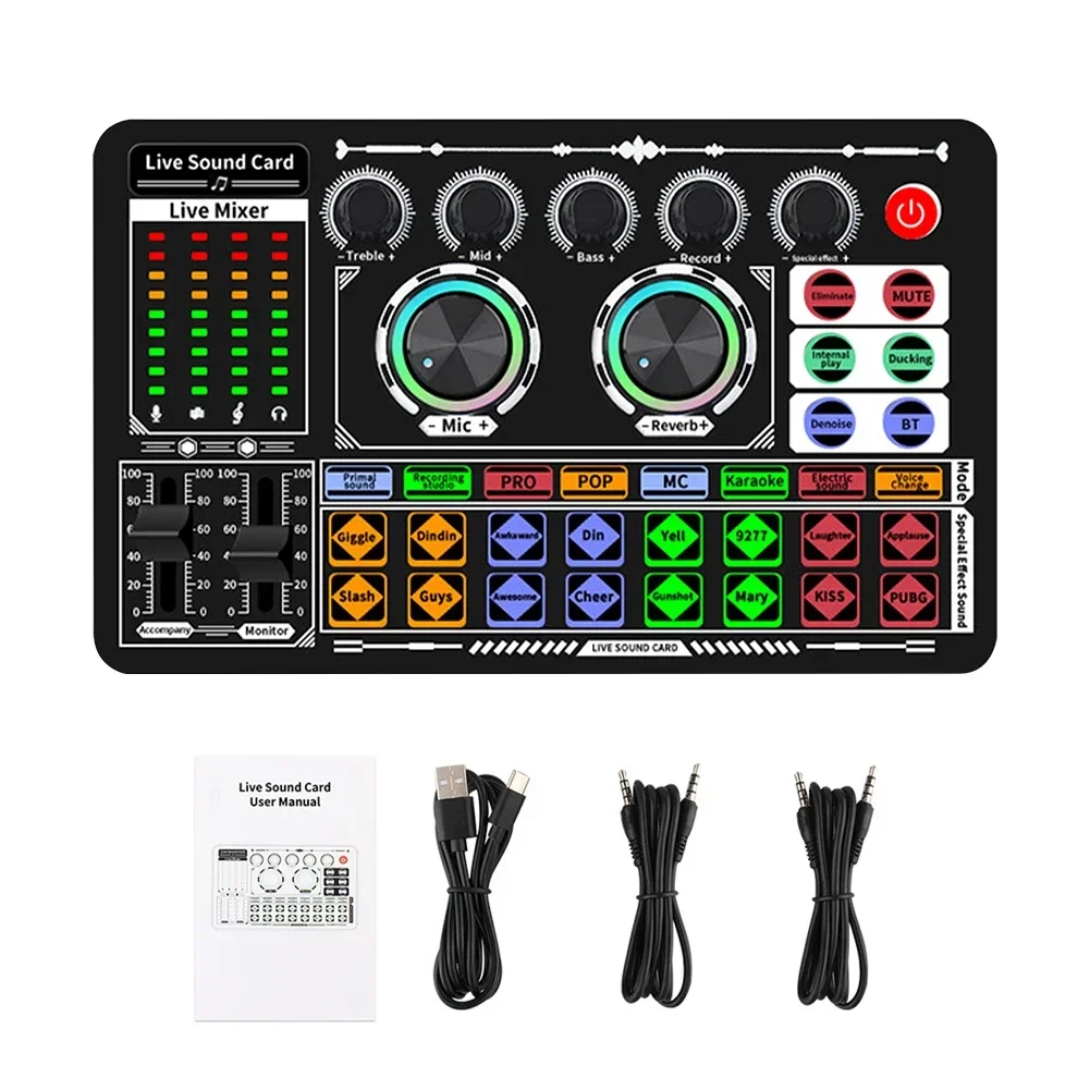 USB オーディオミキサー ライブサウンドカード ストリーミ - Audio Music Voice Changer のレビューと価格