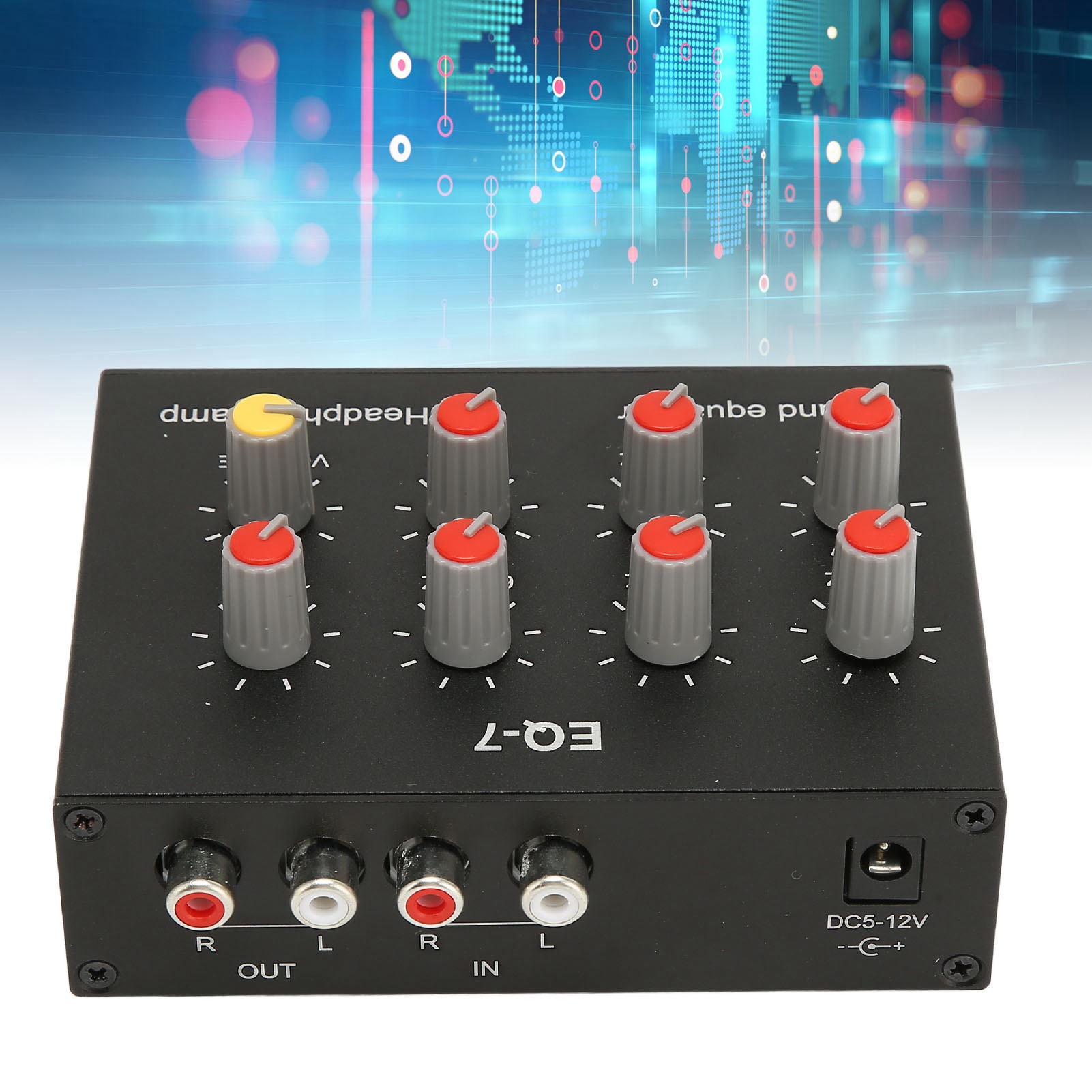7 バンドサウンドイコライザー RCA 出力入力 12dB  - Audio Music Equalizer のレビューと価格