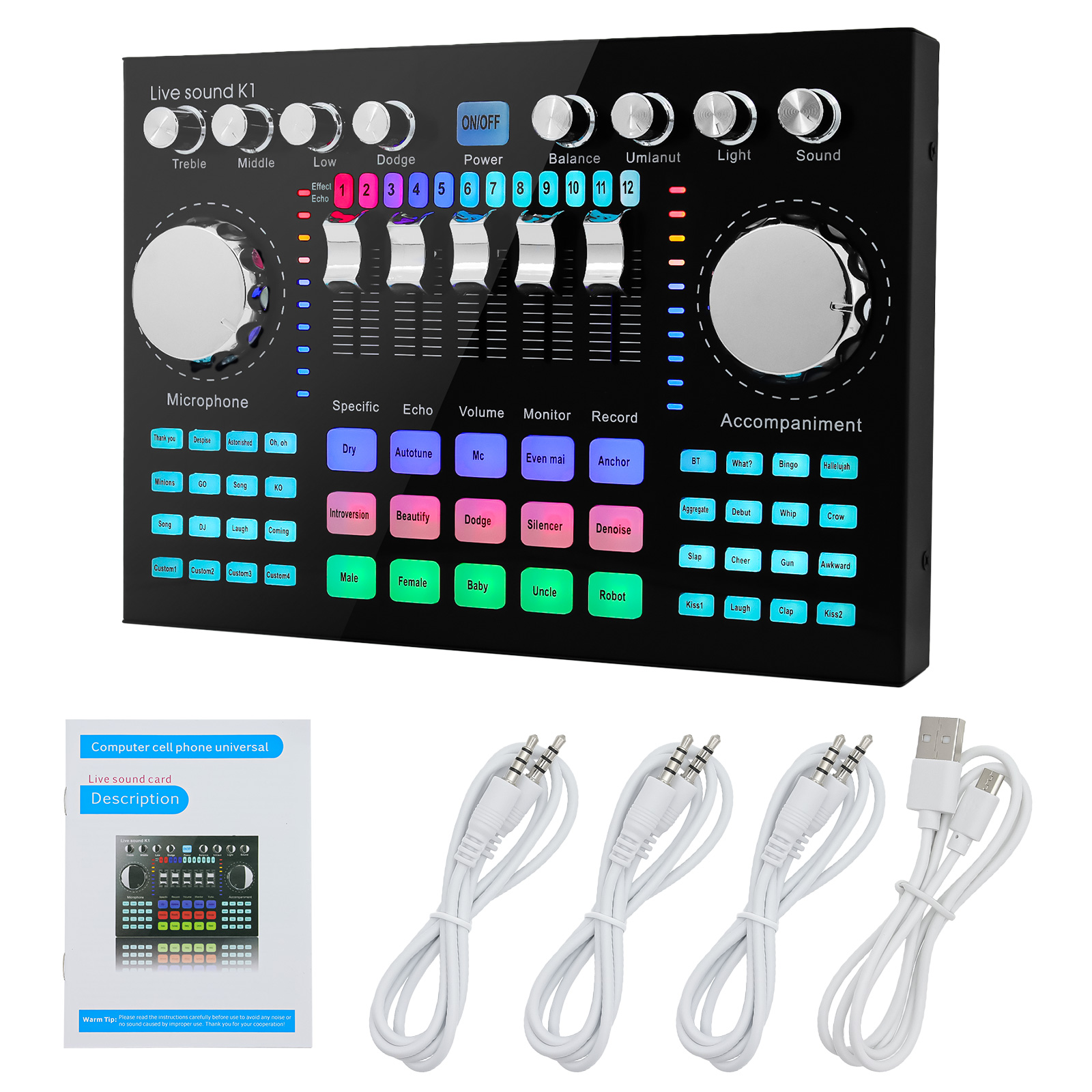 K1オーディオミキサー ライブサウンドカード モバイルフォン - Audio Music Voice Changer のレビューと価格