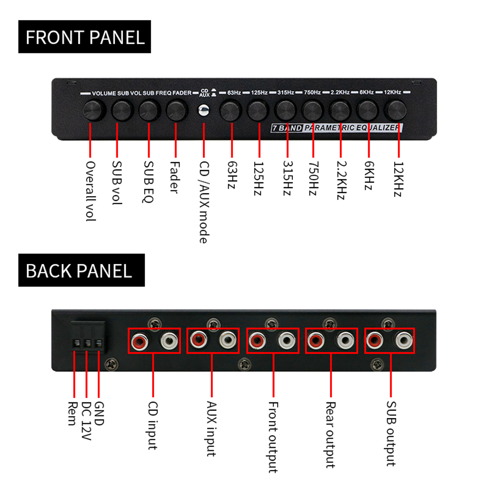 プロフェッショナル7バンドカークーライザー、多機能カーオーデ - Audio Music Equalizer のレビューと価格