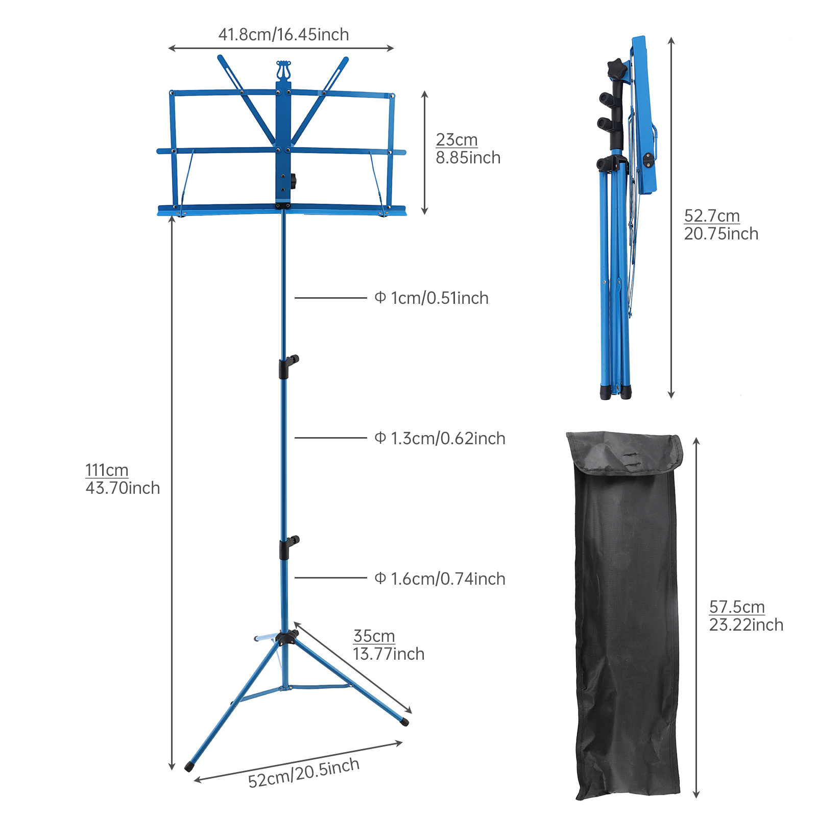 キャリングバッグ付き折りたたみ式軽量ミュージックスタンド、ア - Music Stand Folding のレビューと価格